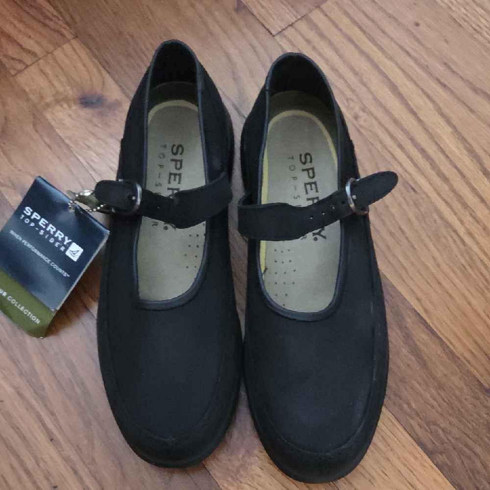 Sperry Women's Black Harbour Mary Jane Nubuck Flats 8 NWT